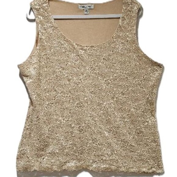 Coldwater Creek Tops - COLDWATER CREEK VANILLA CREAM LACE SCOOP NECK DRESSY TANK  1X